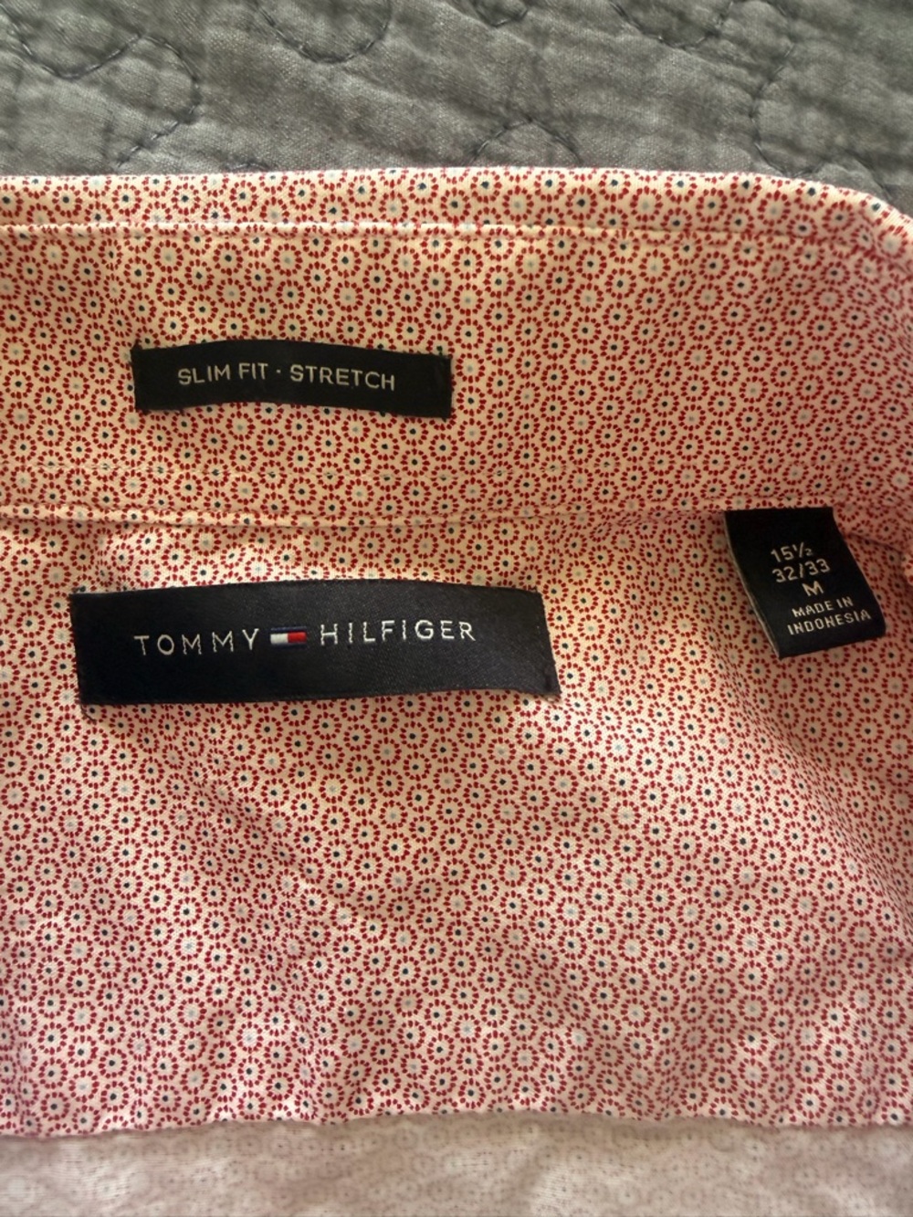 Tommy Hilfiger Red & White Micro Floral Slim Fit Shirt